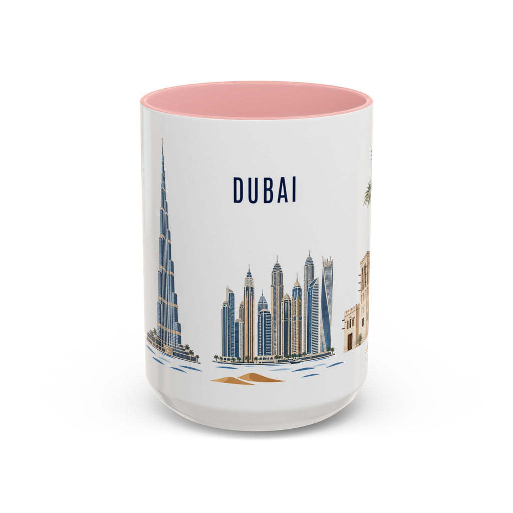Dubai Coffee Mug | United Arab Emirates Travel Souvenir | Porcelain Decal City Gift | 11oz 15oz Accent Mug