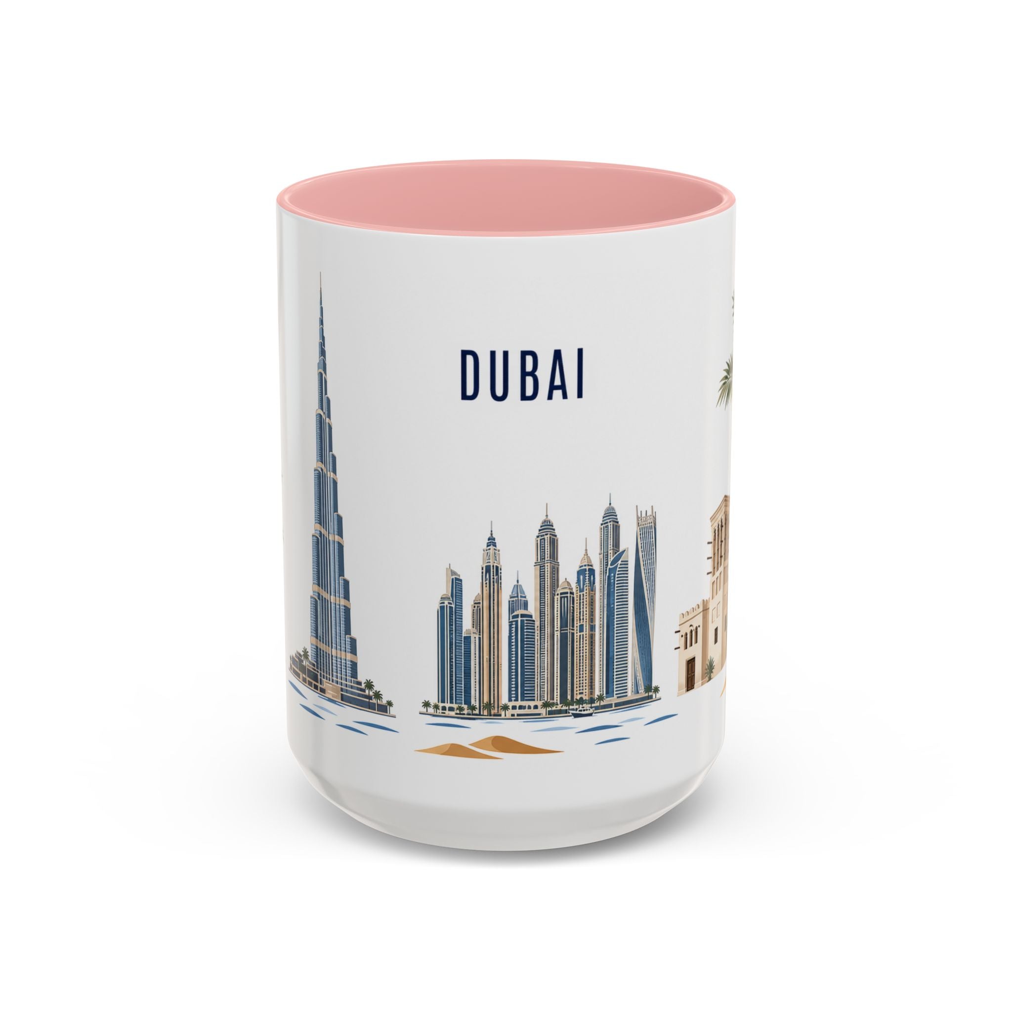 Dubai Coffee Mug | United Arab Emirates Travel Souvenir | Porcelain Decal City Gift | 11oz 15oz Accent Mug