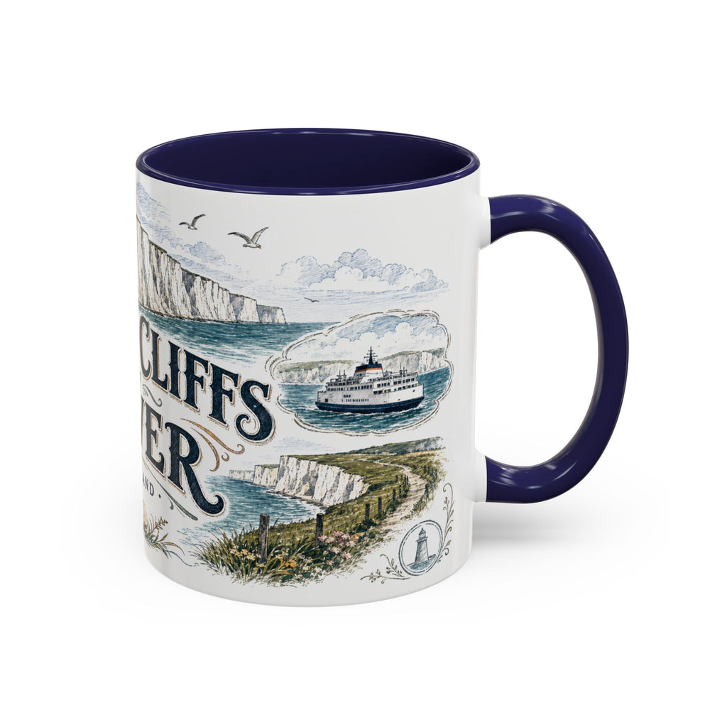 White Cliffs of Dover Mug, England Travel Souvenir, Bucket List Gift, Accent Ceramic Coffee Mug 11oz 15oz
