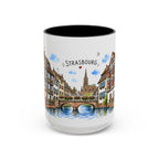 Strasbourg Illustrated Travel Mug | France Souvenir Accent Coffee Mug | 11oz 15oz Ceramic Cup