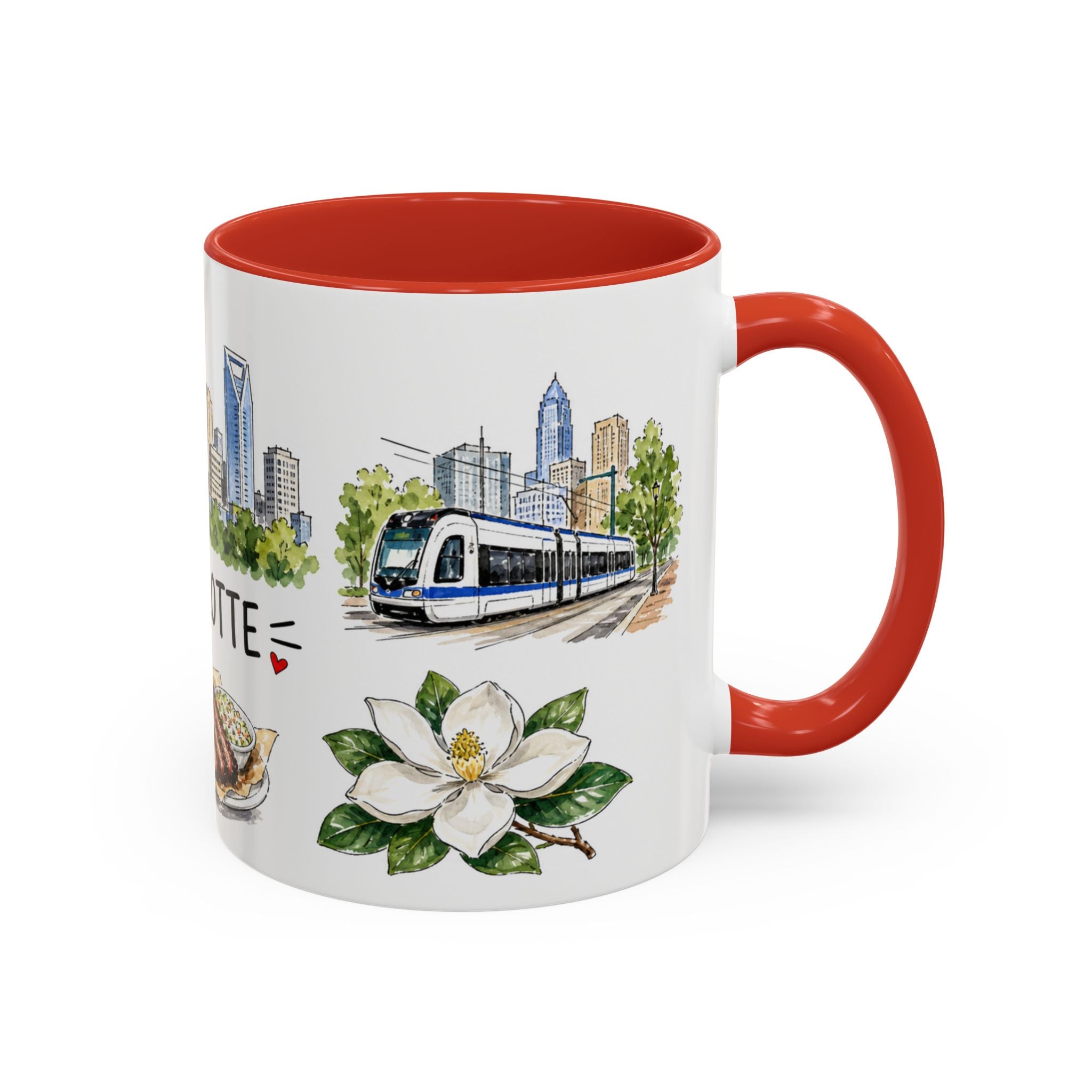 Charlotte Illustrated Travel Mug | City Souvenir Accent Coffee Mug | 11oz 15oz Ceramic Cup