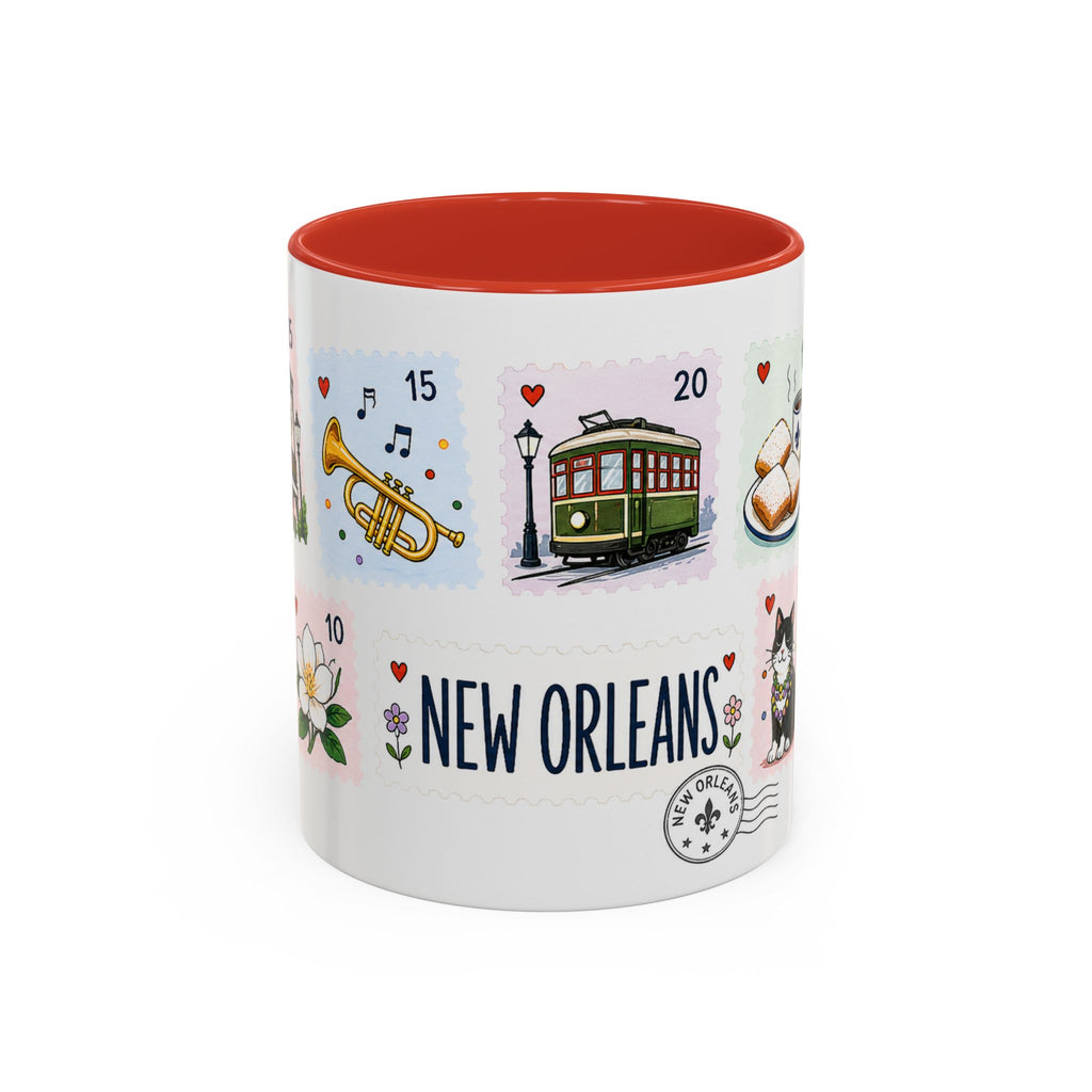 New Orleans Coffee Mug | Postage Stamp Collage Mug | Travel Souvenir Accent Cup 11oz 15oz