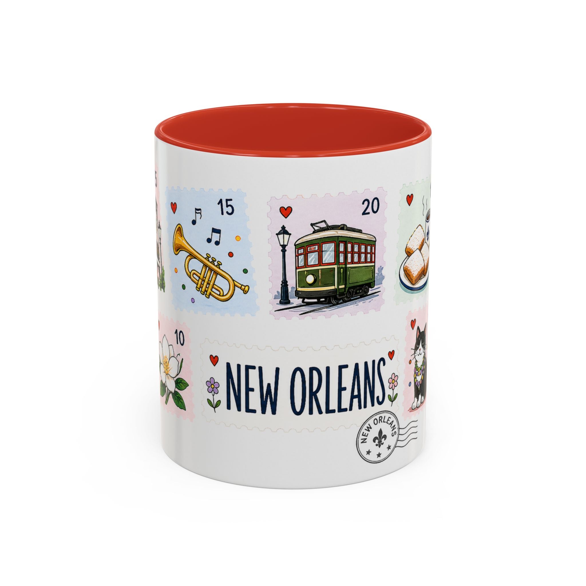 New Orleans Coffee Mug | Postage Stamp Collage Mug | Travel Souvenir Accent Cup 11oz 15oz