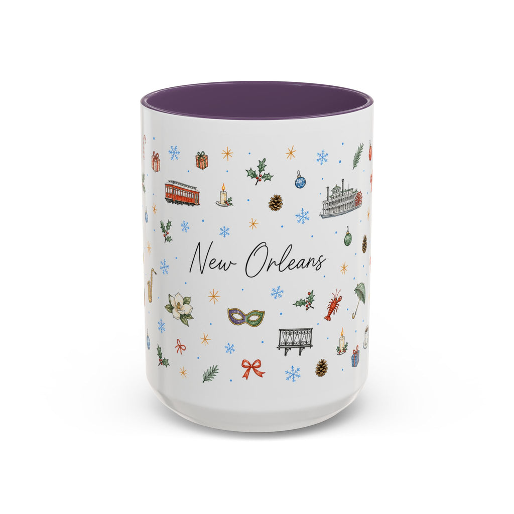 New Orleans Christmas Mug | Watercolor City Souvenir, Travel Gift (11oz/15oz)