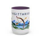 Sagittarius Zodiac Coffee Mug | Bow and Arrow Design | Astrology Birthday Gift | 11 oz 15 oz Ceramic Accent Mug