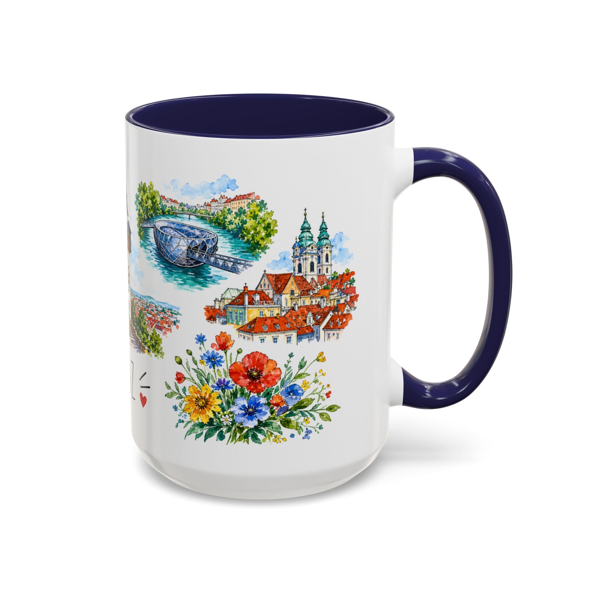 Graz Illustrated Travel Mug | City Souvenir Accent Coffee Mug | 11oz 15oz Ceramic Cup