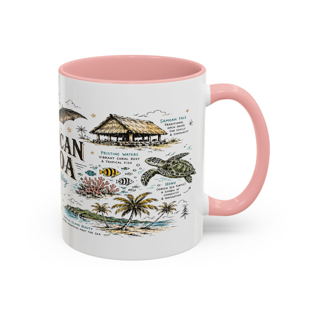 American Samoa National Park Coffee Mug | Pacific Island Rainforest Reef Gift | Accent Color Ceramic 11oz 15oz
