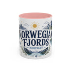 Norwegian Fjords Coffee Mug | Travel Destination Souvenir Gift | Accent Color Ceramic 11oz 15oz