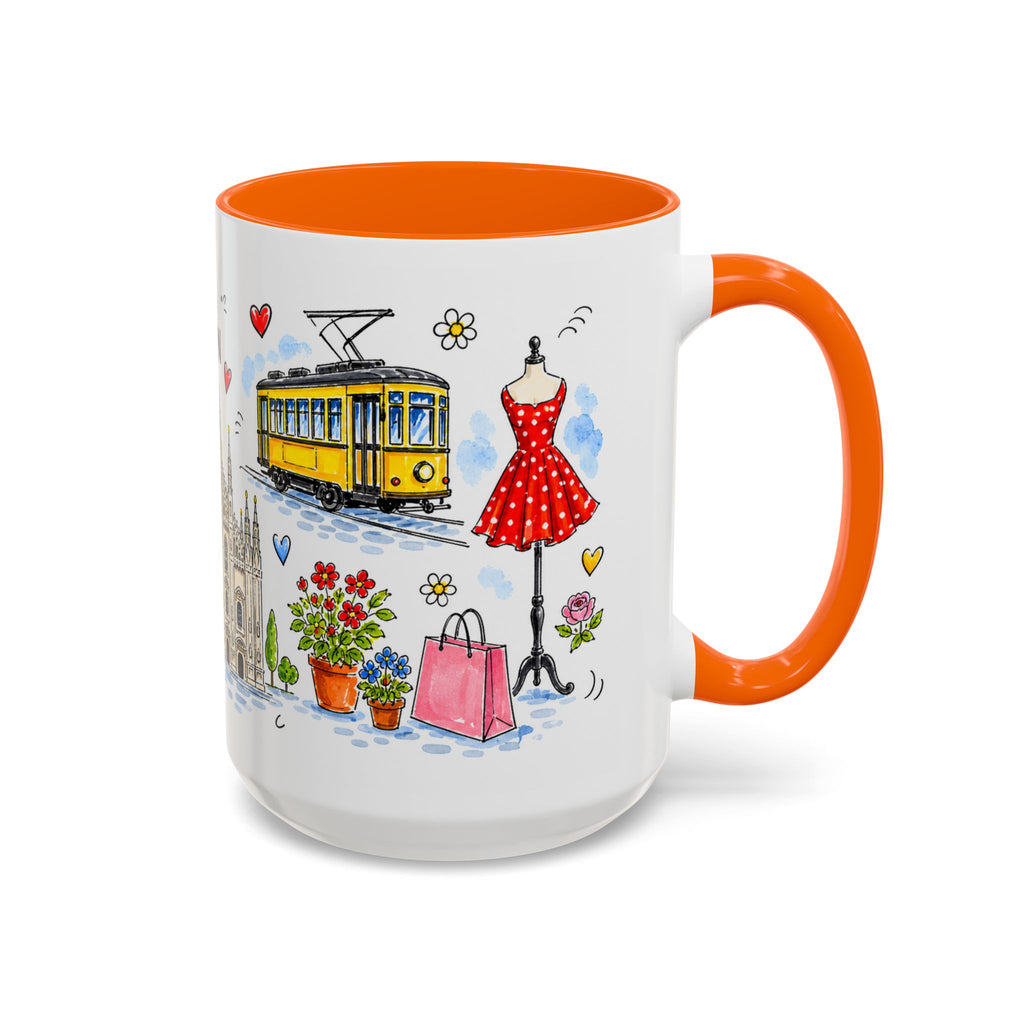 Milan Travel Mug | European City Souvenir Accent Coffee Mug | 11oz 15oz Ceramic Cup