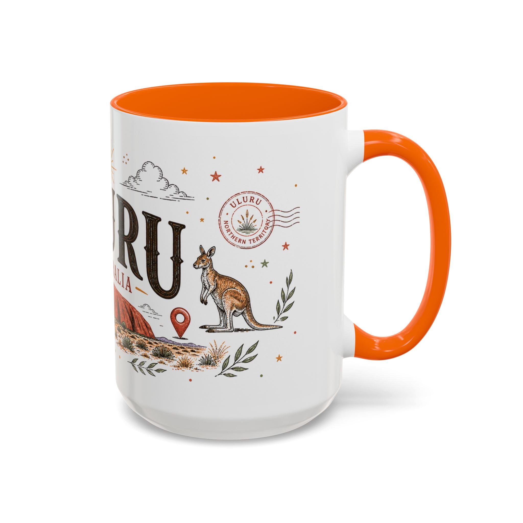Uluru Coffee Mug | Travel Destination Souvenir Gift | Accent Color Ceramic 11oz 15oz