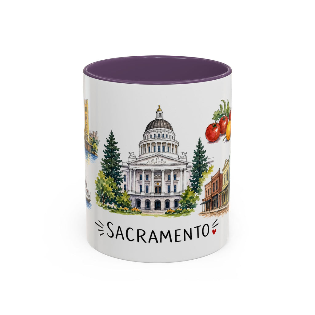 Sacramento Illustrated Travel Mug | City Souvenir Accent Coffee Mug | 11oz 15oz Ceramic Cup