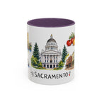 Sacramento Illustrated Travel Mug | City Souvenir Accent Coffee Mug | 11oz 15oz Ceramic Cup