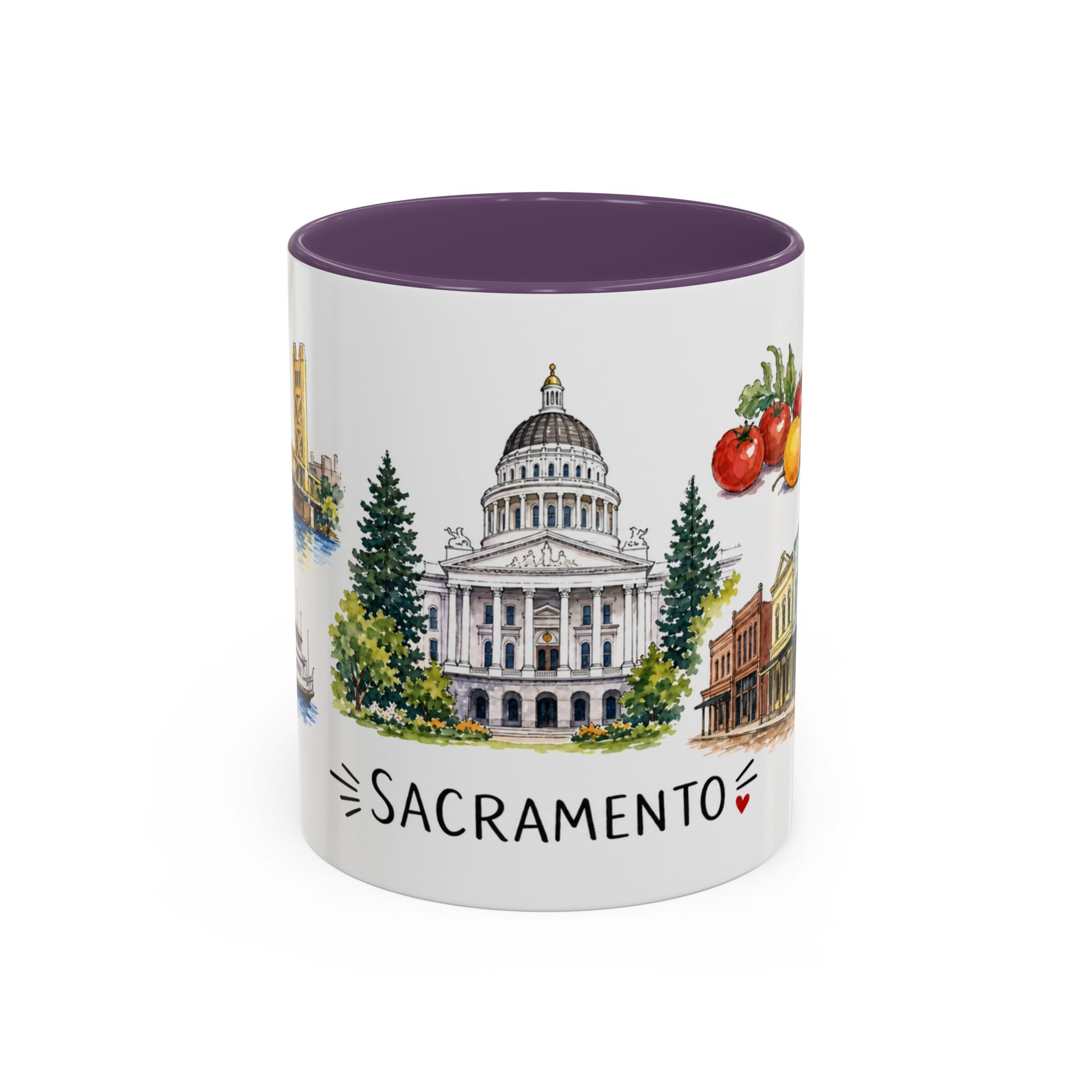 Sacramento Illustrated Travel Mug | City Souvenir Accent Coffee Mug | 11oz 15oz Ceramic Cup