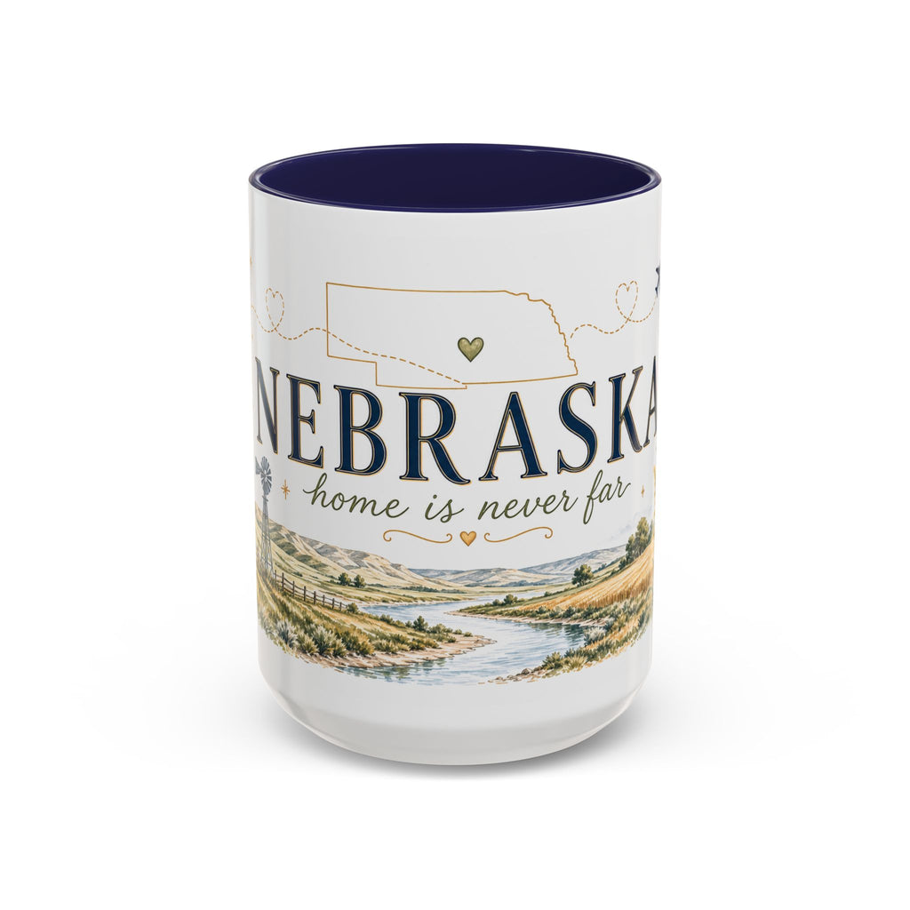 Nebraska State Mug | Moving Away, Long Distance Friendship Gift | Botanical Landscape Accent Mug
