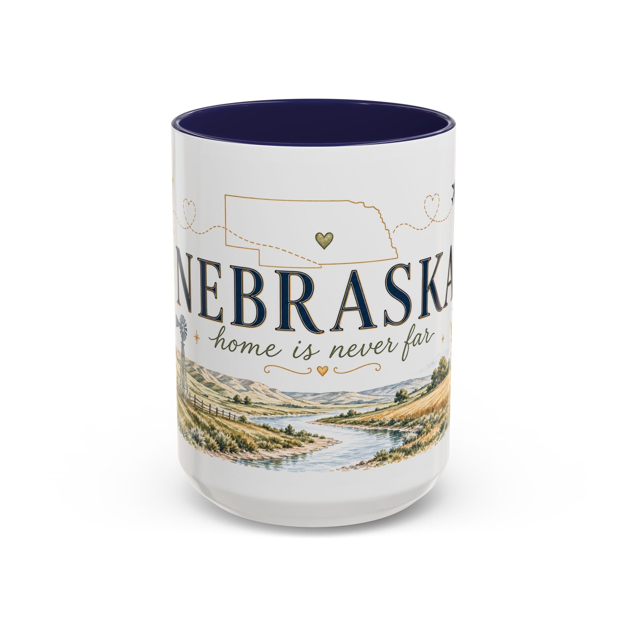 Nebraska State Mug | Moving Away, Long Distance Friendship Gift | Botanical Landscape Accent Mug