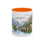 Hallstatt Illustrated Travel Mug | Austria Souvenir Accent Coffee Mug | 11oz 15oz Ceramic Cup