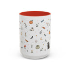 Halloween Party Mug | Ghost Black Cat Candy Watercolor Gift | Accent Cup 11oz 15oz