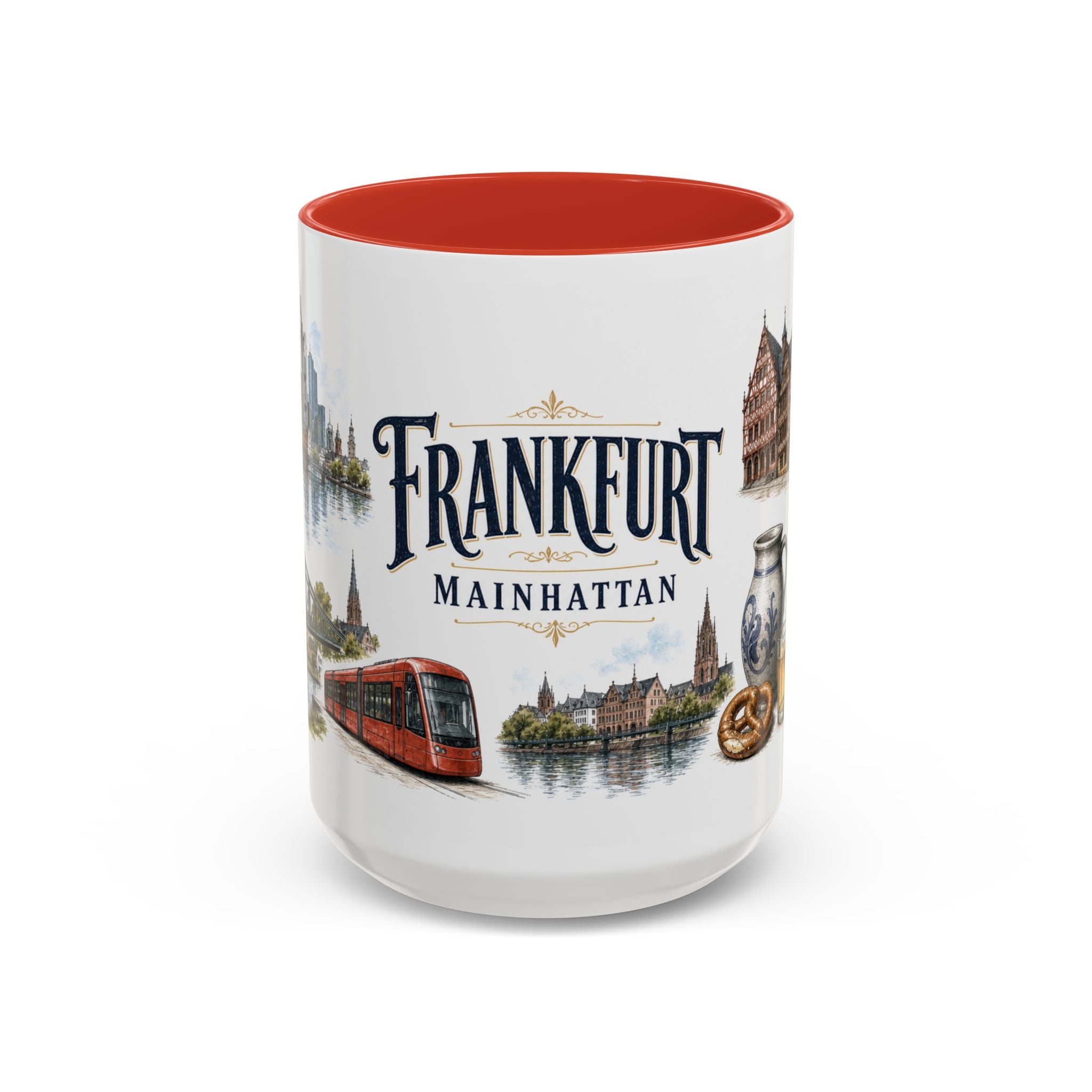 Frankfurt Coffee Mug | Germany Travel Souvenir | Vintage Illustrated City Gift | 11 oz 15 oz Accent Mug