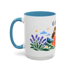Gemini Zodiac Coffee Mug | Twins and Floral Design | Astrology Birthday Gift | 11 oz 15 oz Ceramic Accent Mug