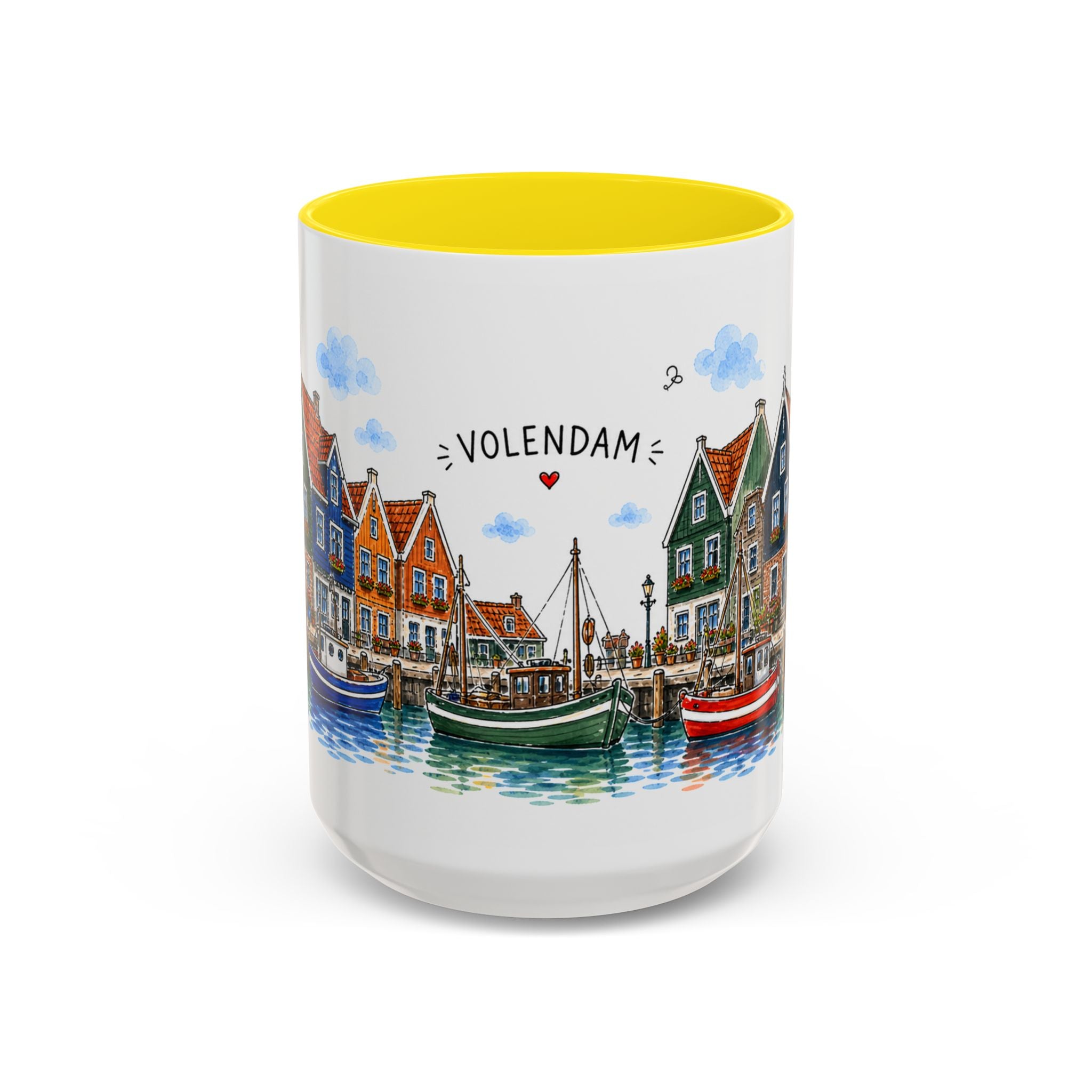 Volendam Illustrated Travel Mug | Netherlands Souvenir Accent Coffee Mug | 11oz 15oz Ceramic Cup