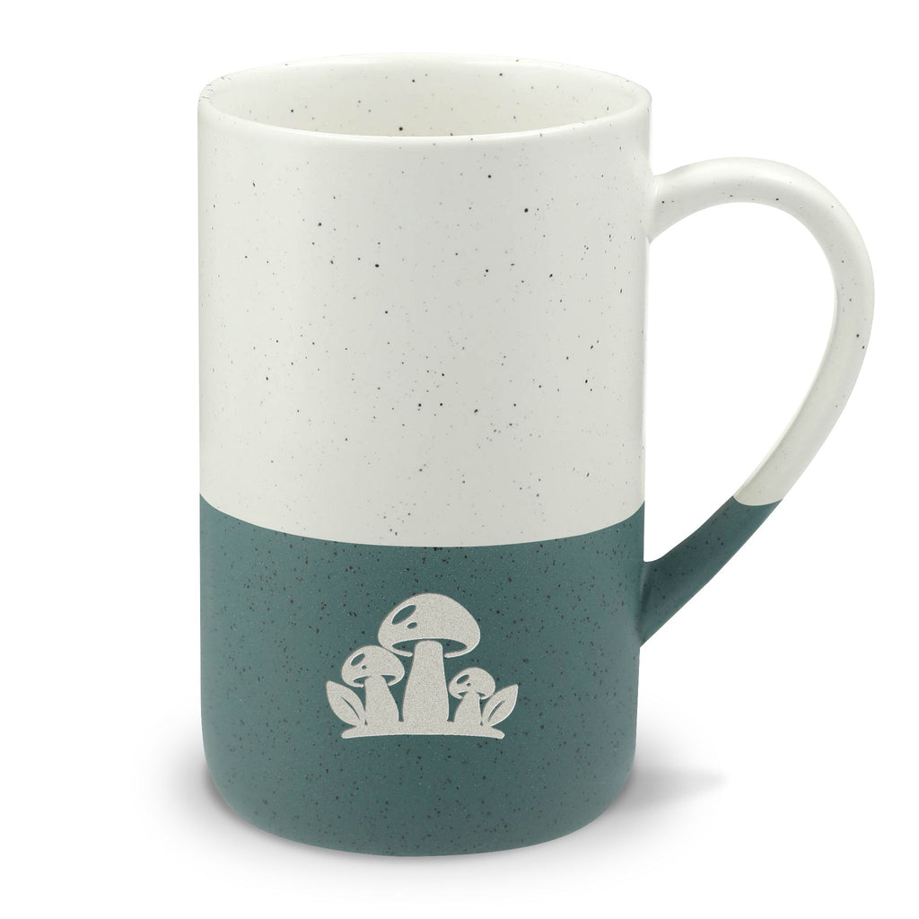 Woodland Mushrooms Engraved Speckled Ceramic Mug, 13oz, Minimalist Coffee Cup, Gift for Nature Lovers