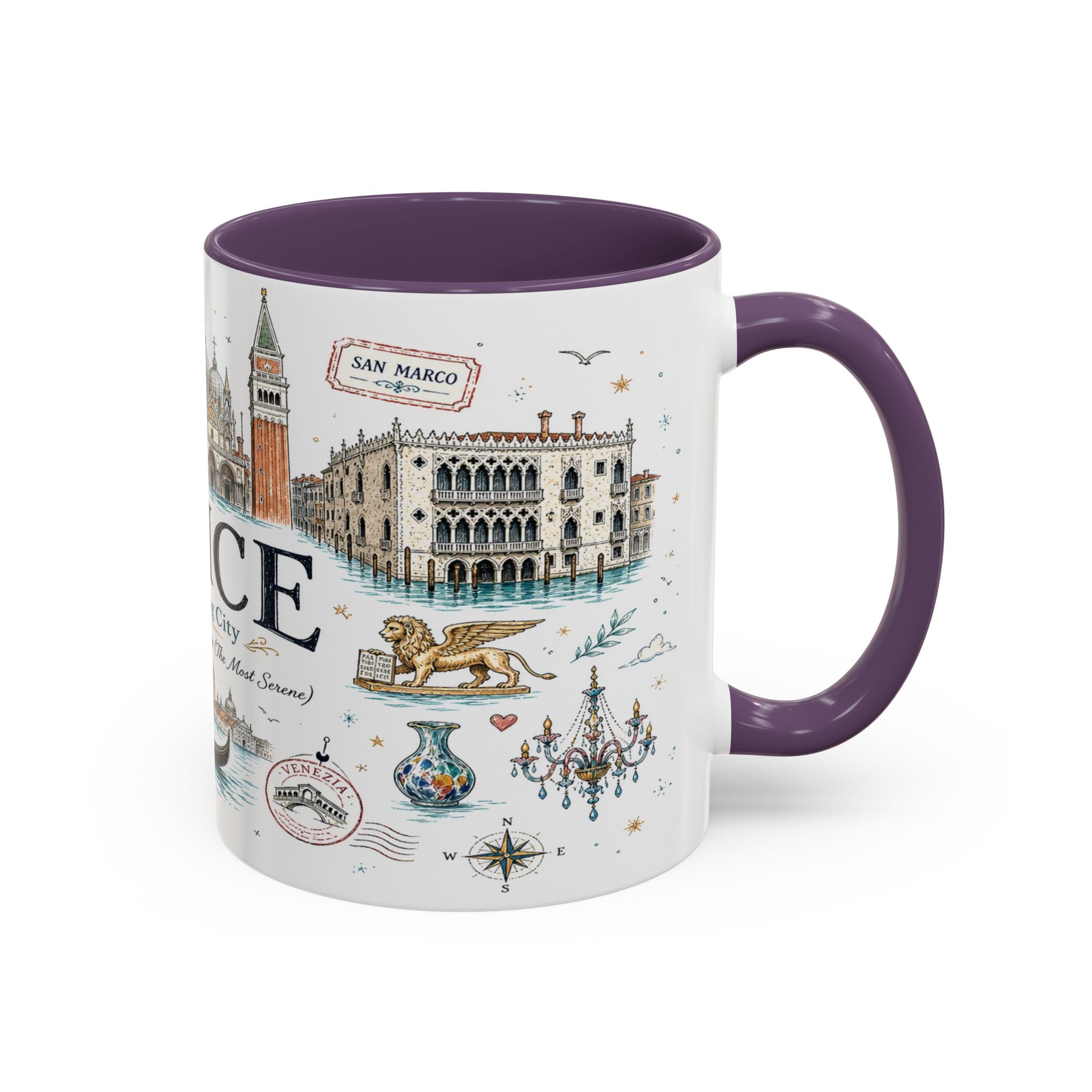 Venice Coffee Mug | Italy Souvenir Travel Gift | Accent Color Ceramic 11oz 15oz
