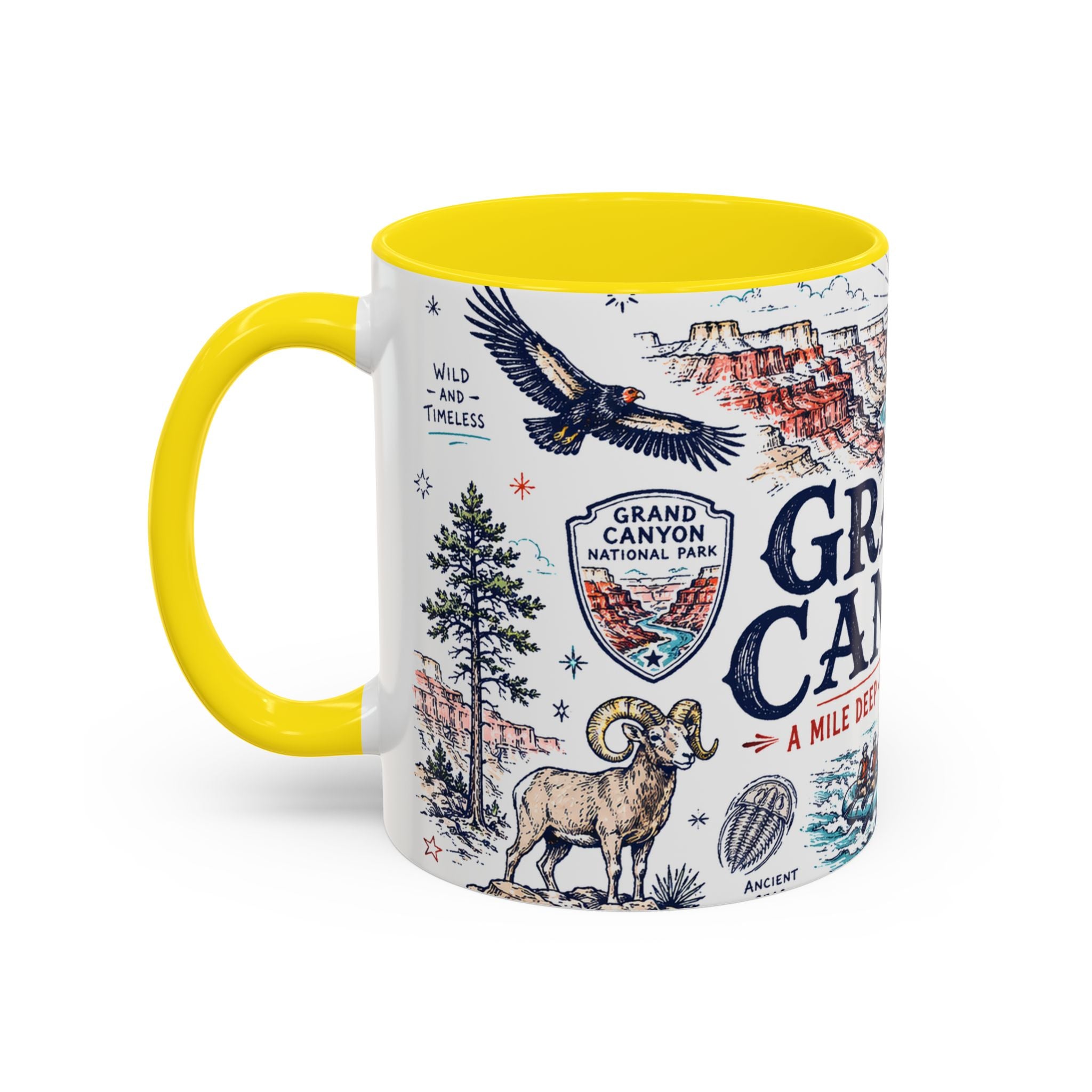 Grand Canyon National Park Coffee Mug | Hiking Camping Nature Gift | Accent Color Ceramic 11oz 15oz