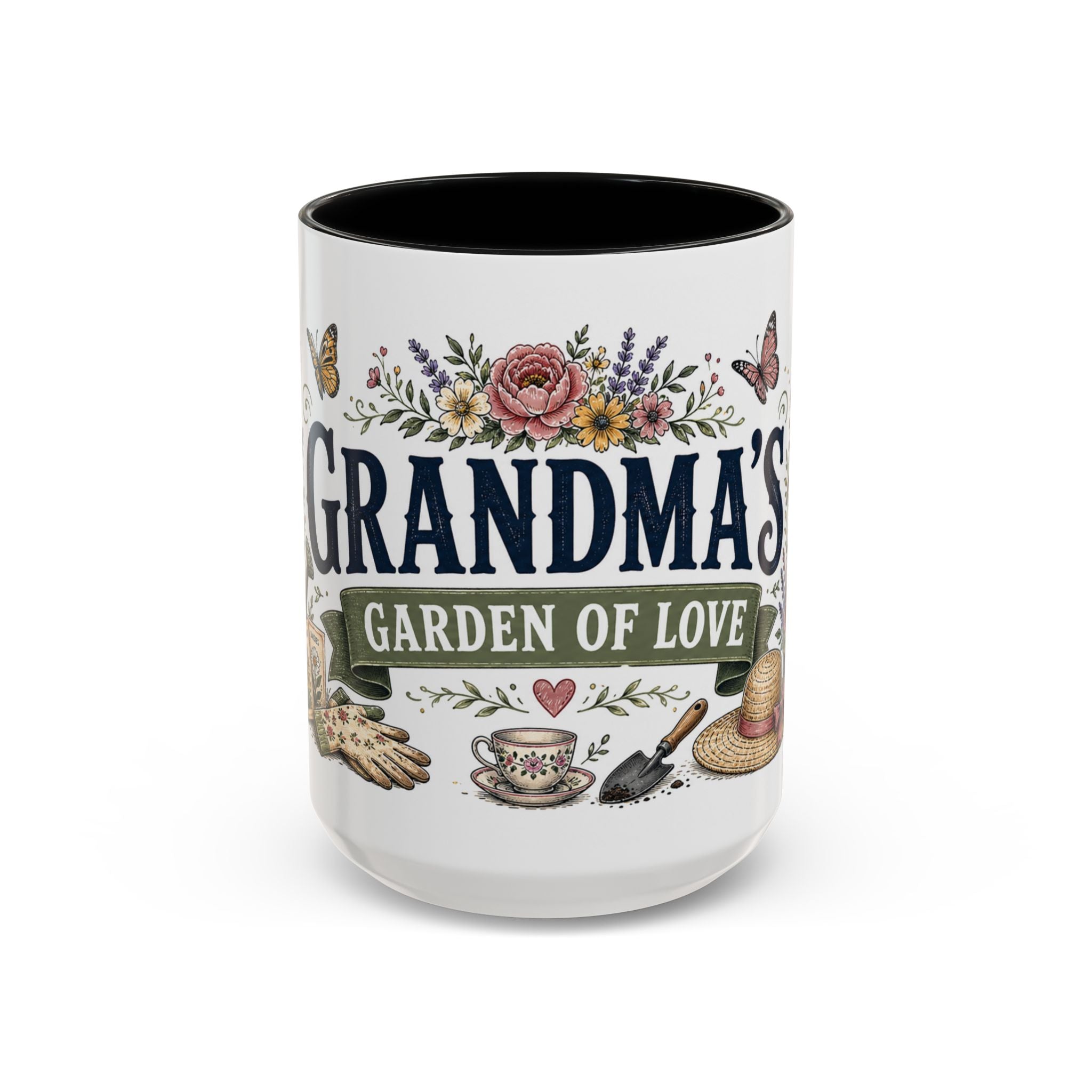 Grandma's Garden Of Love Coffee Mug | Gift From Grandkids | Accent Color Ceramic 11oz 15oz