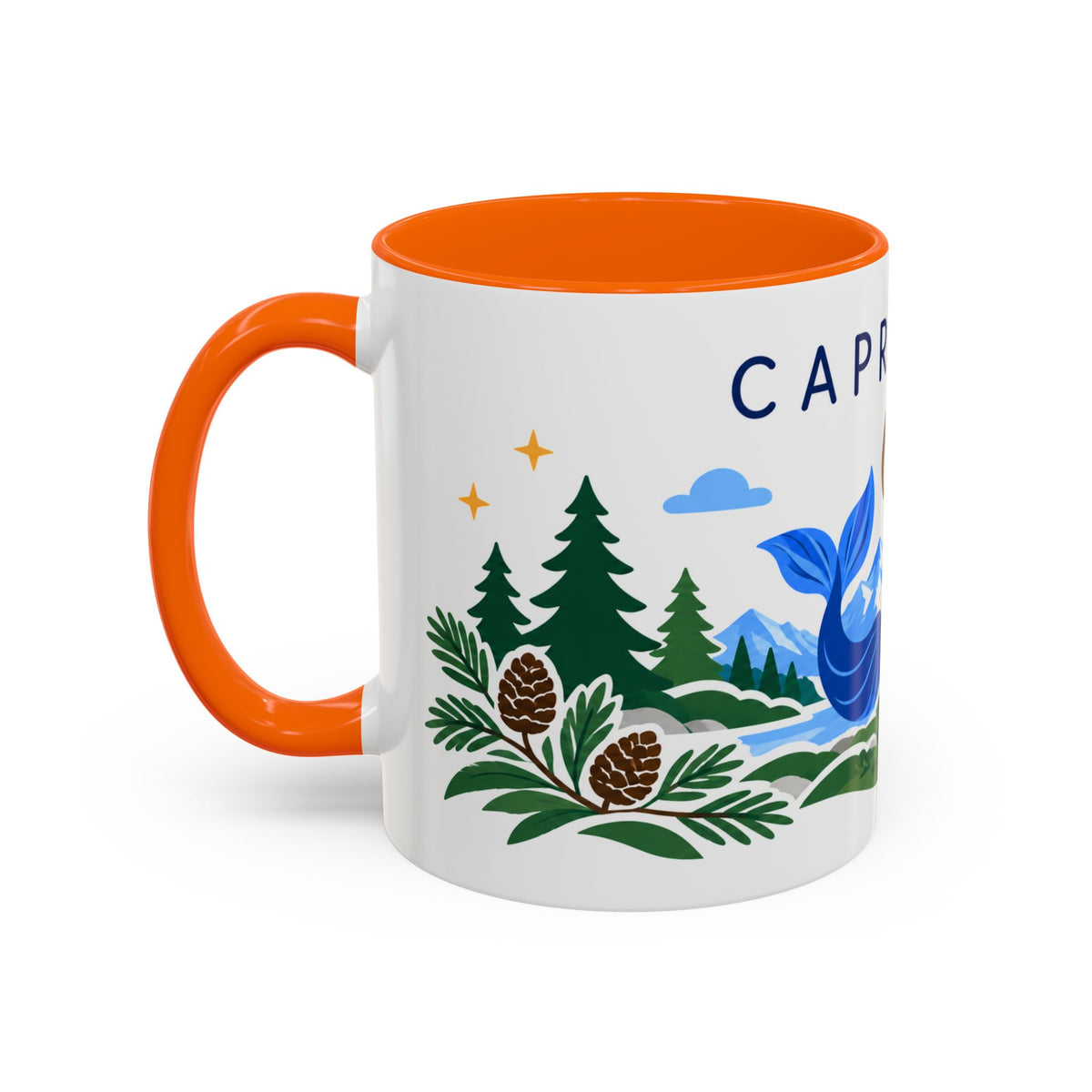 Capricorn Zodiac Coffee Mug | Sea Goat and Floral Design | Astrology Birthday Gift | 11 oz 15 oz Ceramic Accent Mug