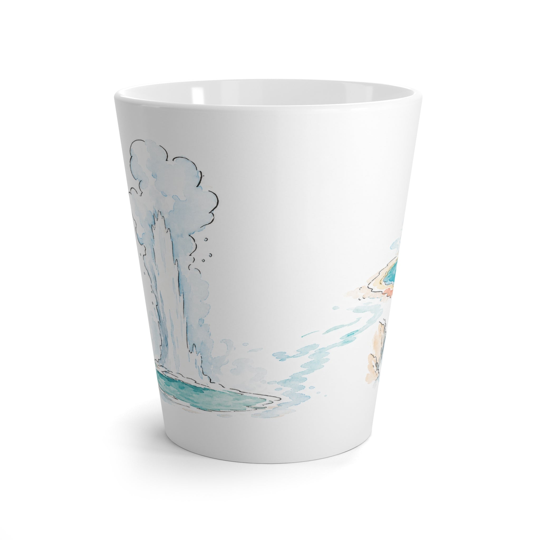 Yellowstone National Park Latte Mug | Pastel Watercolor Nature Coffee Cup | 12 oz Travel Souvenir Gift