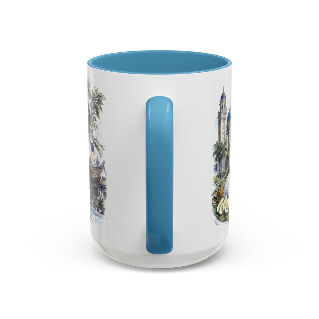 Johor Bahru Coffee Mug | Malaysia Travel Souvenir | Vintage Illustrated City Gift | 11 oz 15 oz Accent Mug