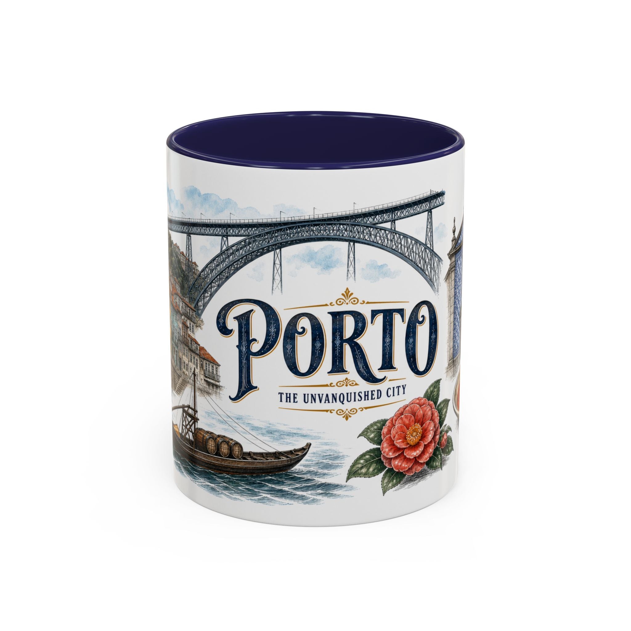 Porto Coffee Mug | Portugal Travel Souvenir | Vintage Illustrated City Gift | 11 oz 15 oz Accent Mug
