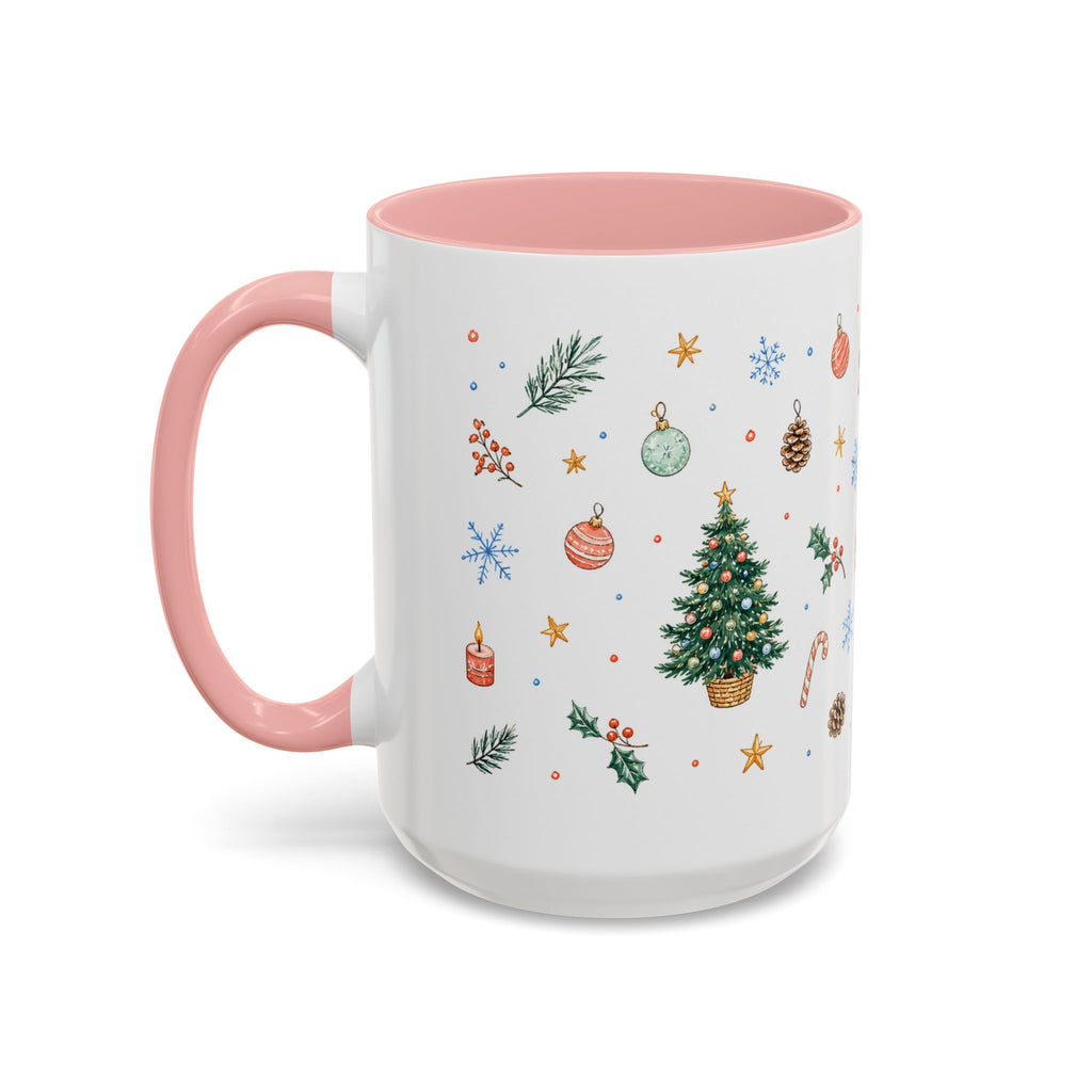 Christmas Mug | Watercolor Tree Gifts Wreath Holiday Cup | Accent Coffee Mug 11oz 15oz