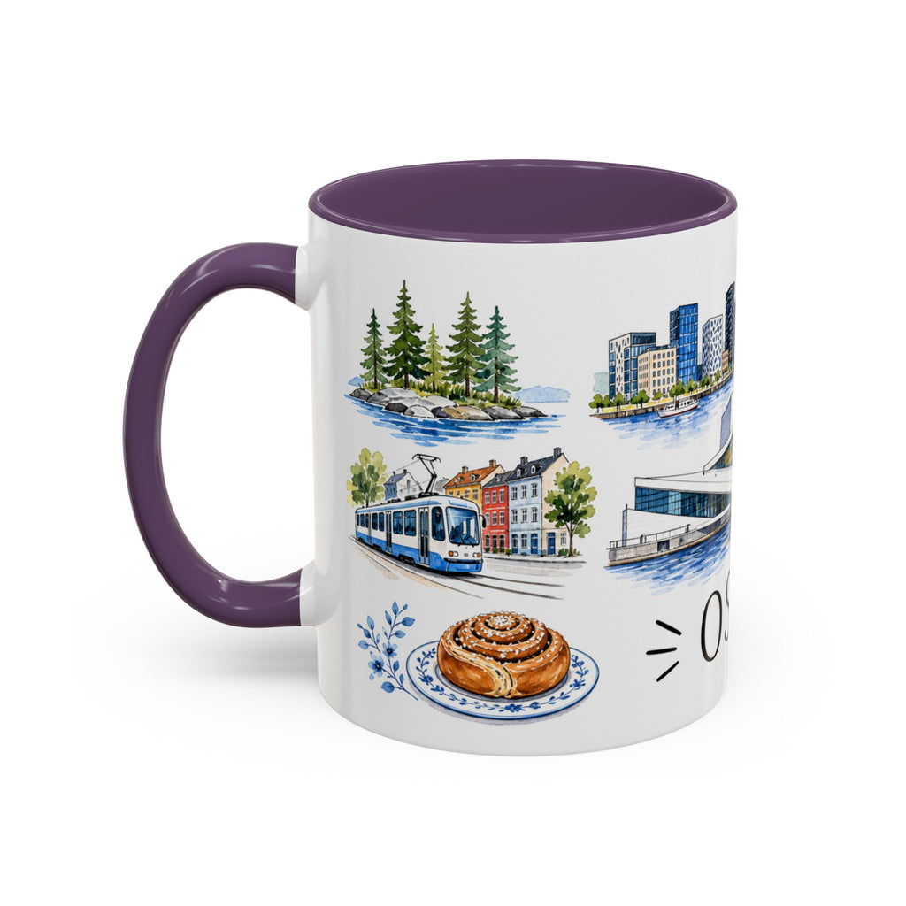 Oslo Illustrated Travel Mug | City Souvenir Accent Coffee Mug | 11oz 15oz Ceramic Cup