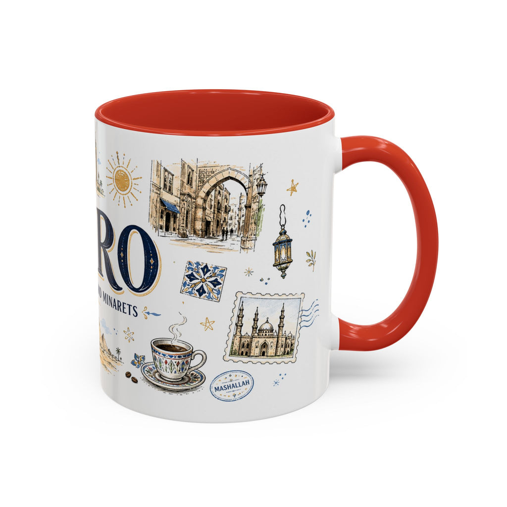 Cairo Coffee Mug | Egypt Souvenir Travel Gift | Accent Color Ceramic 11oz 15oz