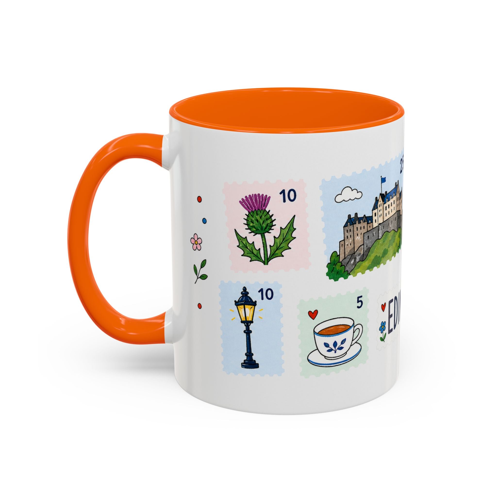 Edinburgh Coffee Mug | Postage Stamp Collage Mug | Travel Souvenir Accent Cup 11oz 15oz