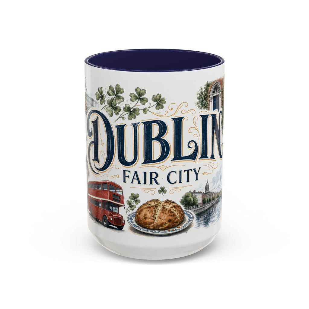 Dublin Coffee Mug | Ireland Travel Souvenir | Vintage Illustrated City Gift | 11 oz 15 oz Accent Mug