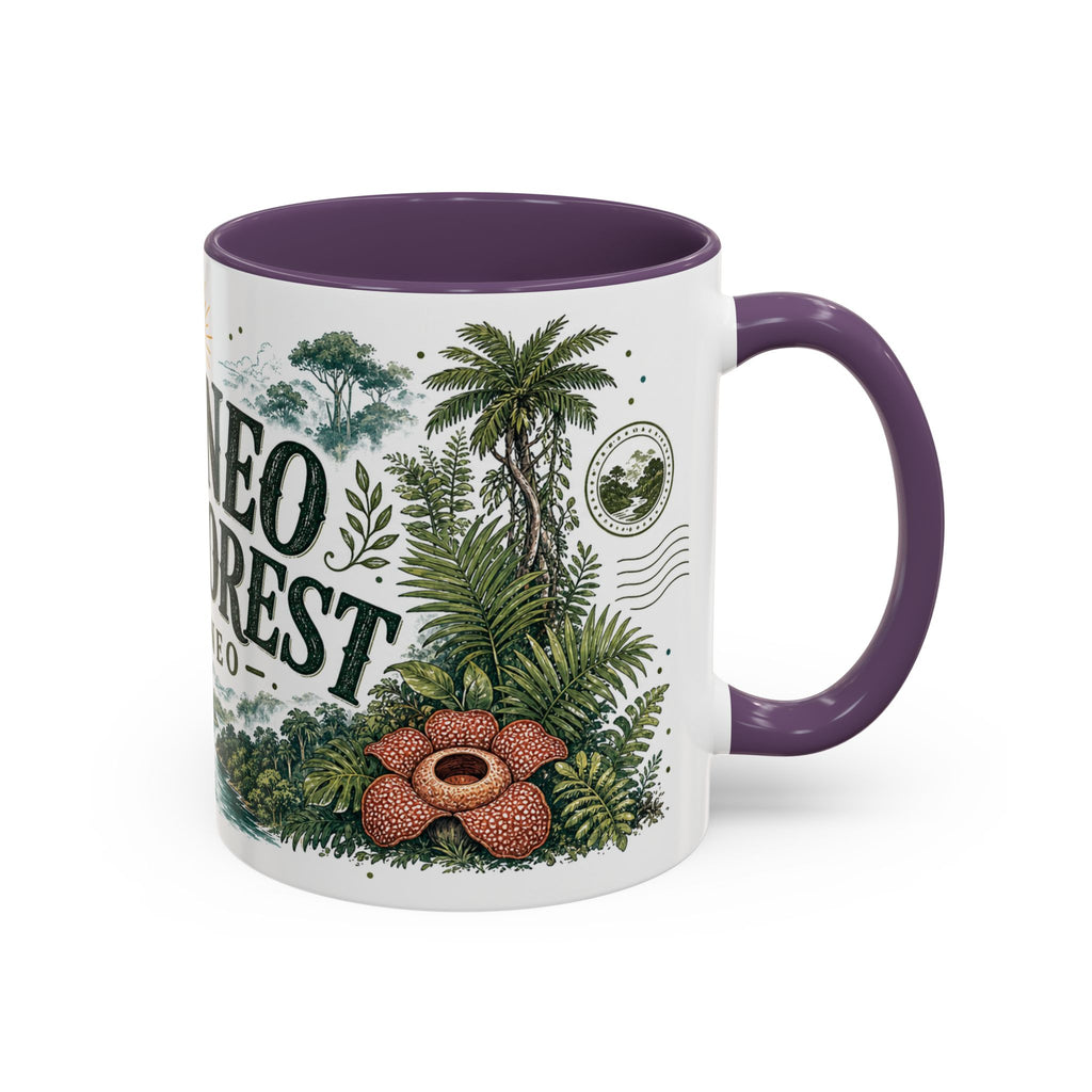 Borneo Rainforest Coffee Mug | Travel Destination Souvenir Gift | Accent Color Ceramic 11oz 15oz