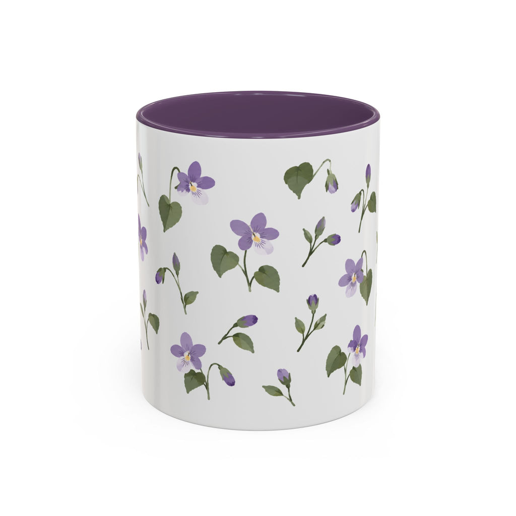 Wisconsin Wood Violet Mug, State Flower Floral Coffee Cup, 11oz Botanical Gift
