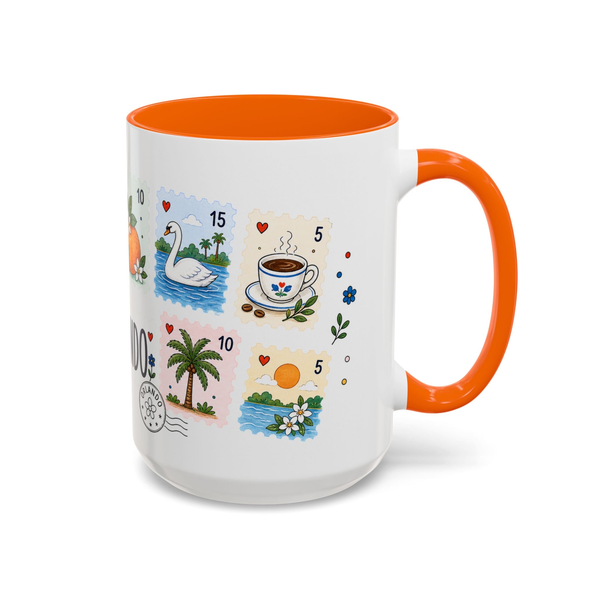 Orlando Coffee Mug | Postage Stamp Collage Mug | Travel Souvenir Accent Cup 11oz 15oz