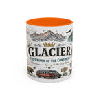 Glacier Coffee Mug | National Park Hiking Montana Gift | Accent Color Ceramic 11oz 15oz