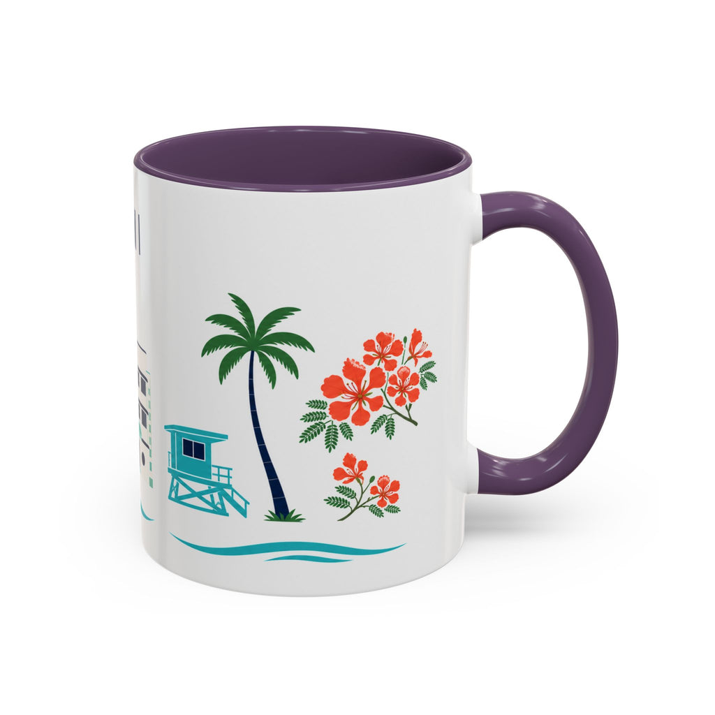 Miami Coffee Mug | United States Travel Souvenir | Porcelain Decal City Gift | 11oz 15oz Accent Mug