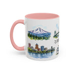 Portland Illustrated Travel Mug | City Souvenir Accent Coffee Mug | 11oz 15oz Ceramic Cup