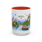 Bled Illustrated Travel Mug | Slovenia Souvenir Accent Coffee Mug | 11oz 15oz Ceramic Cup