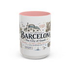 Barcelona Coffee Mug | Spain Souvenir Travel Gift | Accent Color Ceramic 11oz 15oz