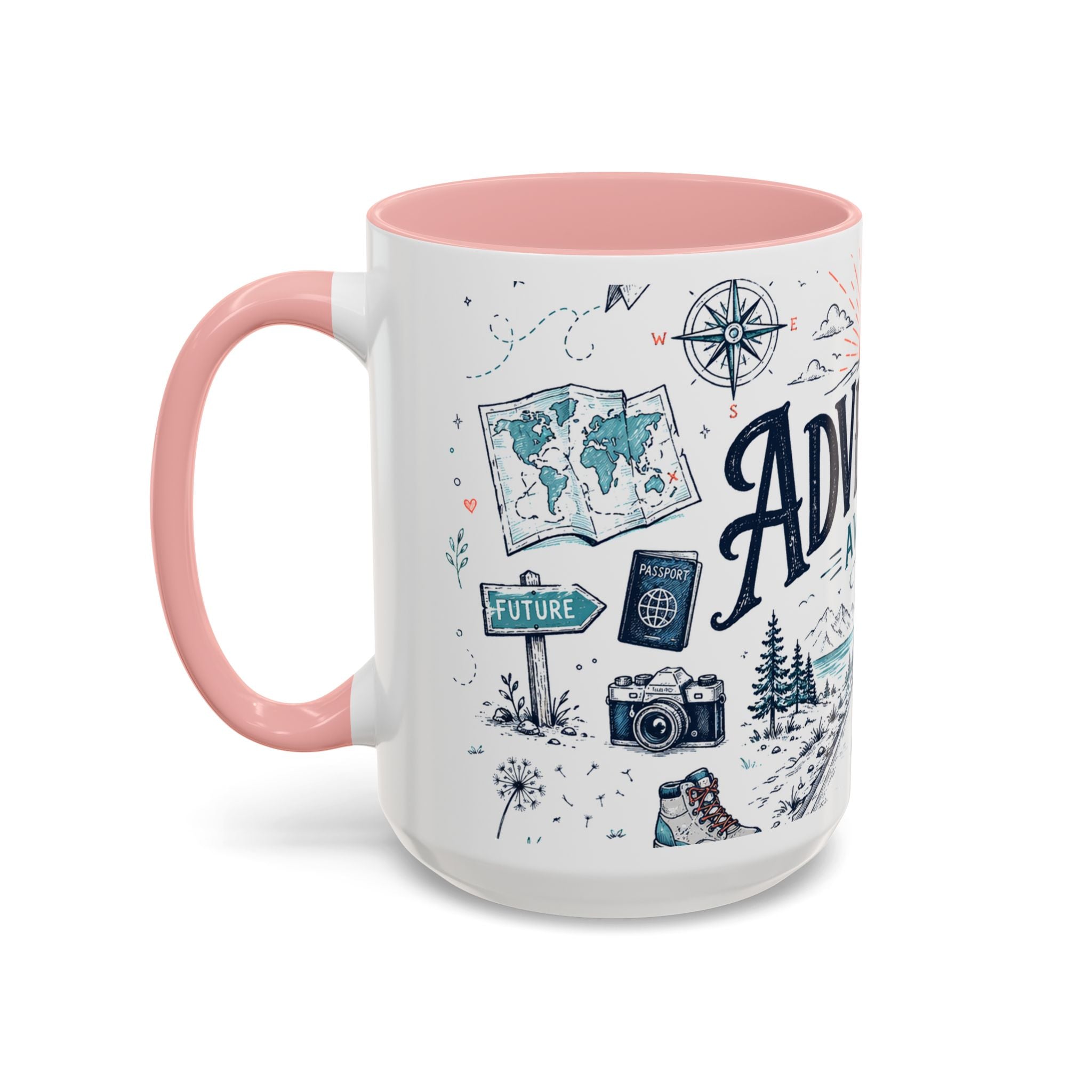 Adventure Awaits Coffee Mug | Class of 2026 Graduation Gift | Accent Color Ceramic 11oz 15oz