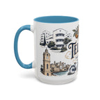 Tel Aviv Coffee Mug | Israel Travel Souvenir | Vintage Illustrated City Gift | 11 oz 15 oz Accent Mug
