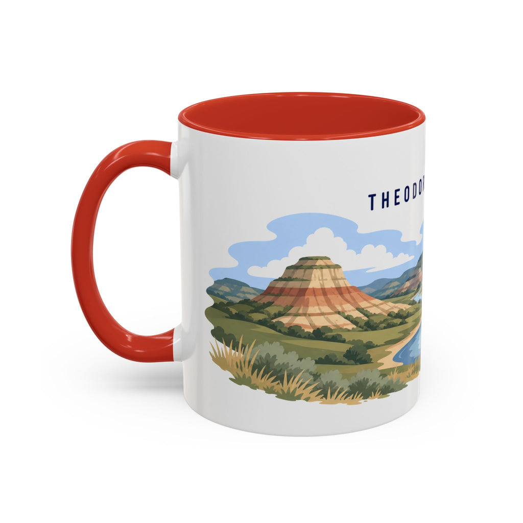 Theodore Roosevelt National Park Coffee Mug | Solid Color Block Park Souvenir | 11oz 15oz Accent Mug