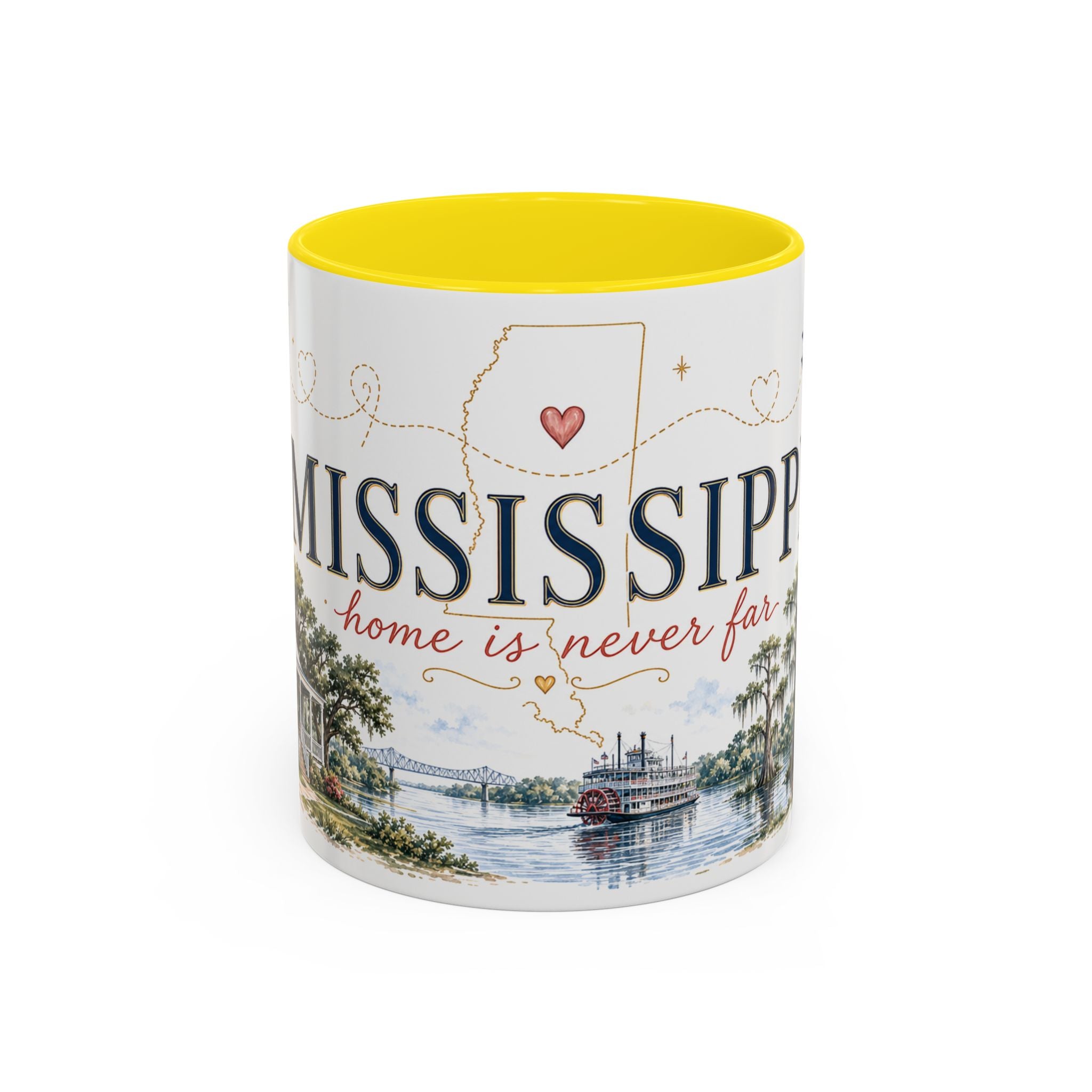 Mississippi State Map Mug | Moving Away, Homesick Gift | Botanical Accent Coffee Cup