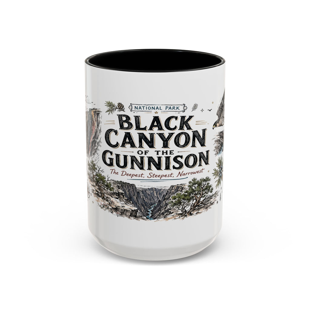 Black Canyon of the Gunnison National Park Coffee Mug | Colorado Deep Canyon Hiking Gift | Accent Color Ceramic 11oz 15oz